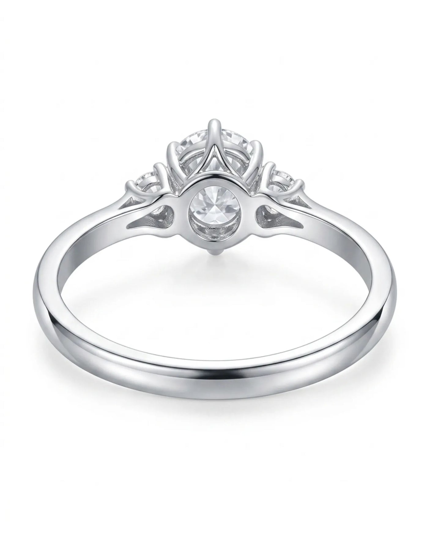 Luxury round moissanite ring with open gallery and elegant white gold band - SARATTI