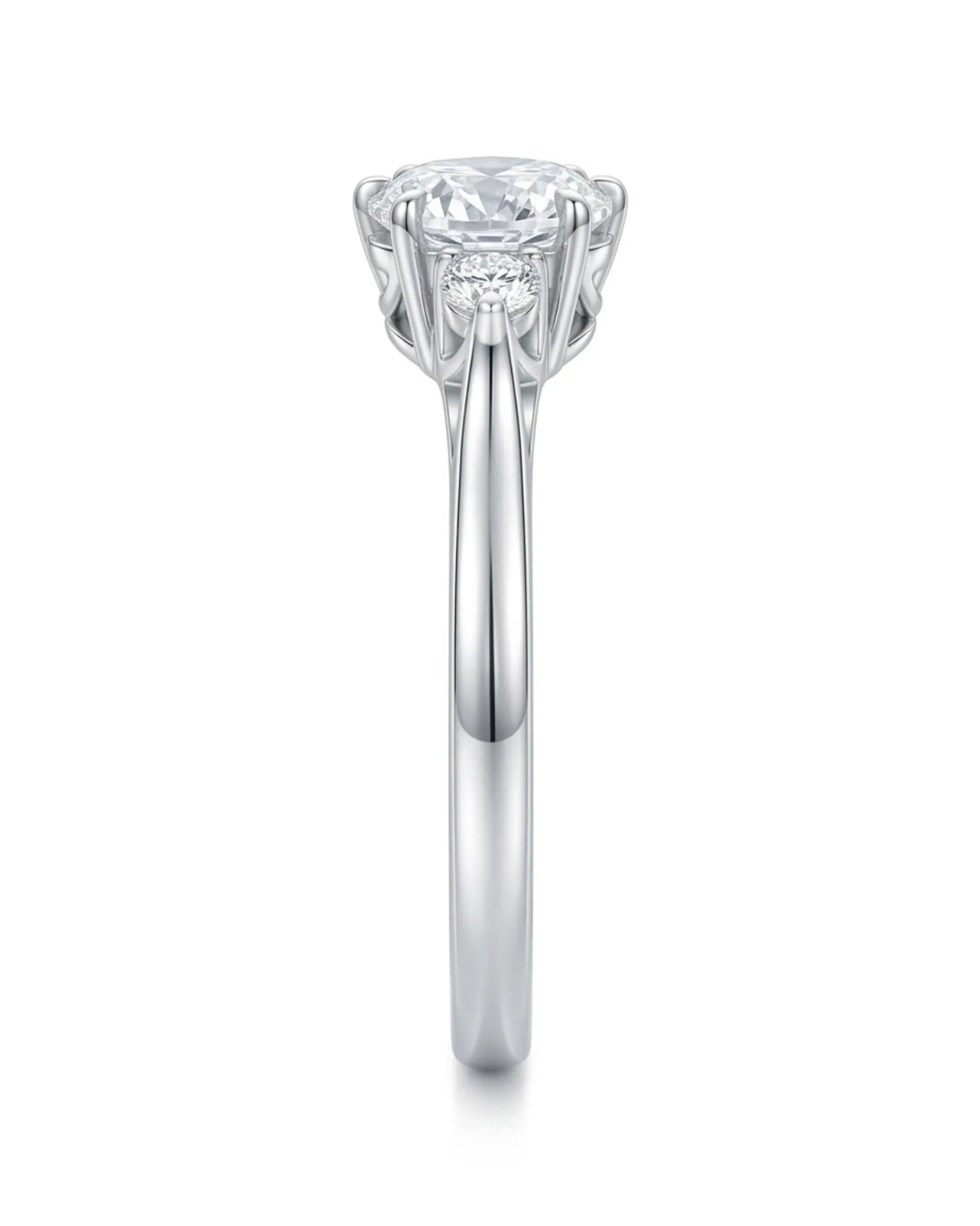 Luxury round moissanite ring with open gallery and refined platinum band - SARATTI