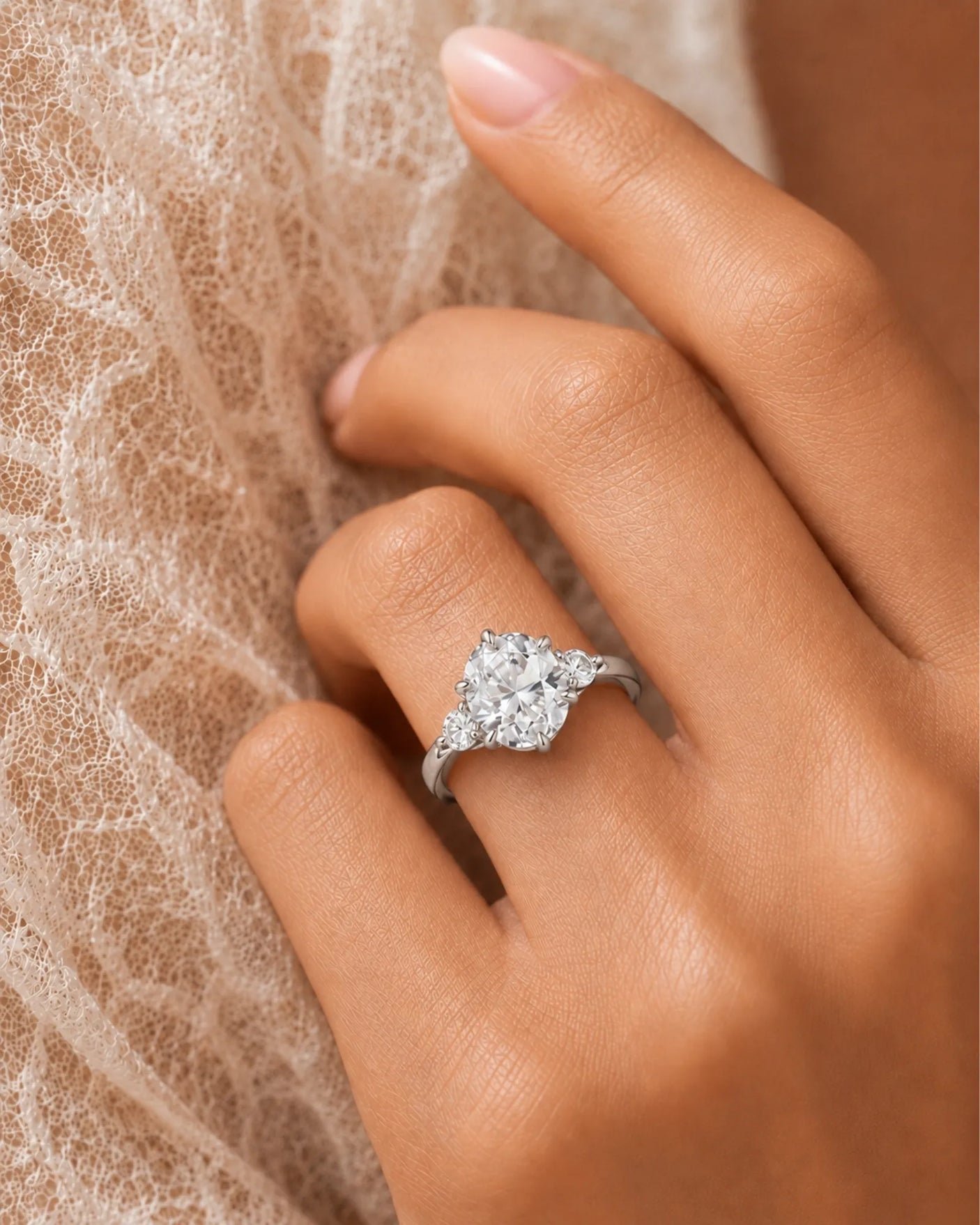 Luxury round moissanite ring with open gallery and refined platinum band | SARATTI