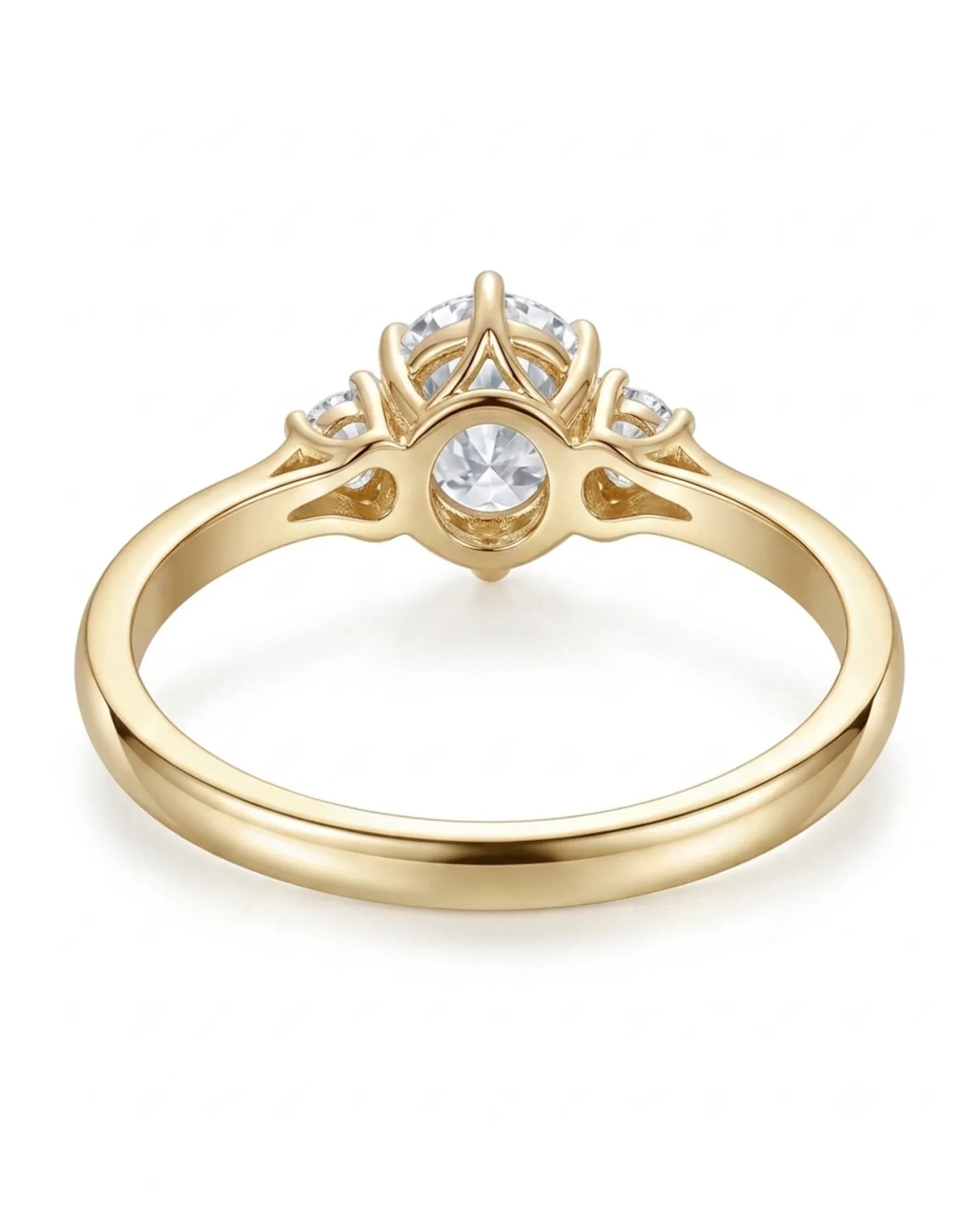 Luxury round moissanite ring with open gallery and rich yellow gold band - SARATTI