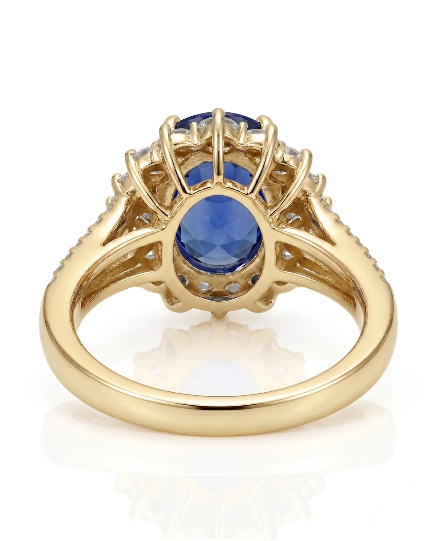 Luxury royal blue sapphire diamond ring crafted in rich 18K yellow gold - SARATTI