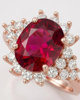 Luxury rubellite tourmaline and diamond ring in 18K rose gold for refined statement wear | SARATTI