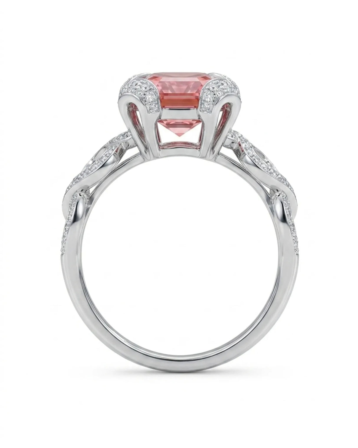Luxury rubellite tourmaline and diamond statement ring in platinum | SARATTI