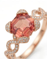 Luxury rubellite tourmaline and diamond statement ring in polished 18K rose gold | SARATTI