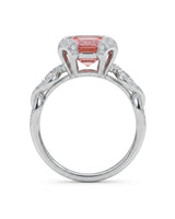Luxury rubellite tourmaline and diamond statement ring in polished 18K white gold - SARATTI