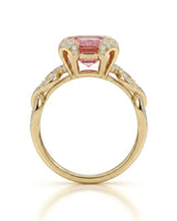Luxury rubellite tourmaline and diamond statement ring in polished 18K yellow gold - SARATTI