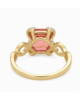 Luxury rubellite tourmaline and diamond statement ring in polished 18K yellow gold | SARATTI