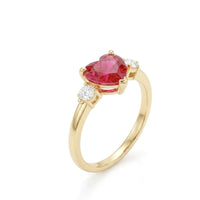 The Red Pulse - Ruby and Diamond Three-Stone Ring in Yellow Gold