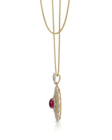 Luxury ruby lace pendant with diamond detailing and intricate 18K two tone gold craftsmanship | SARATTI