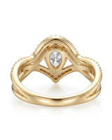 Luxury sculptural moissanite bridal set with layered bands crafted in rich 18K yellow gold | SARATTI
