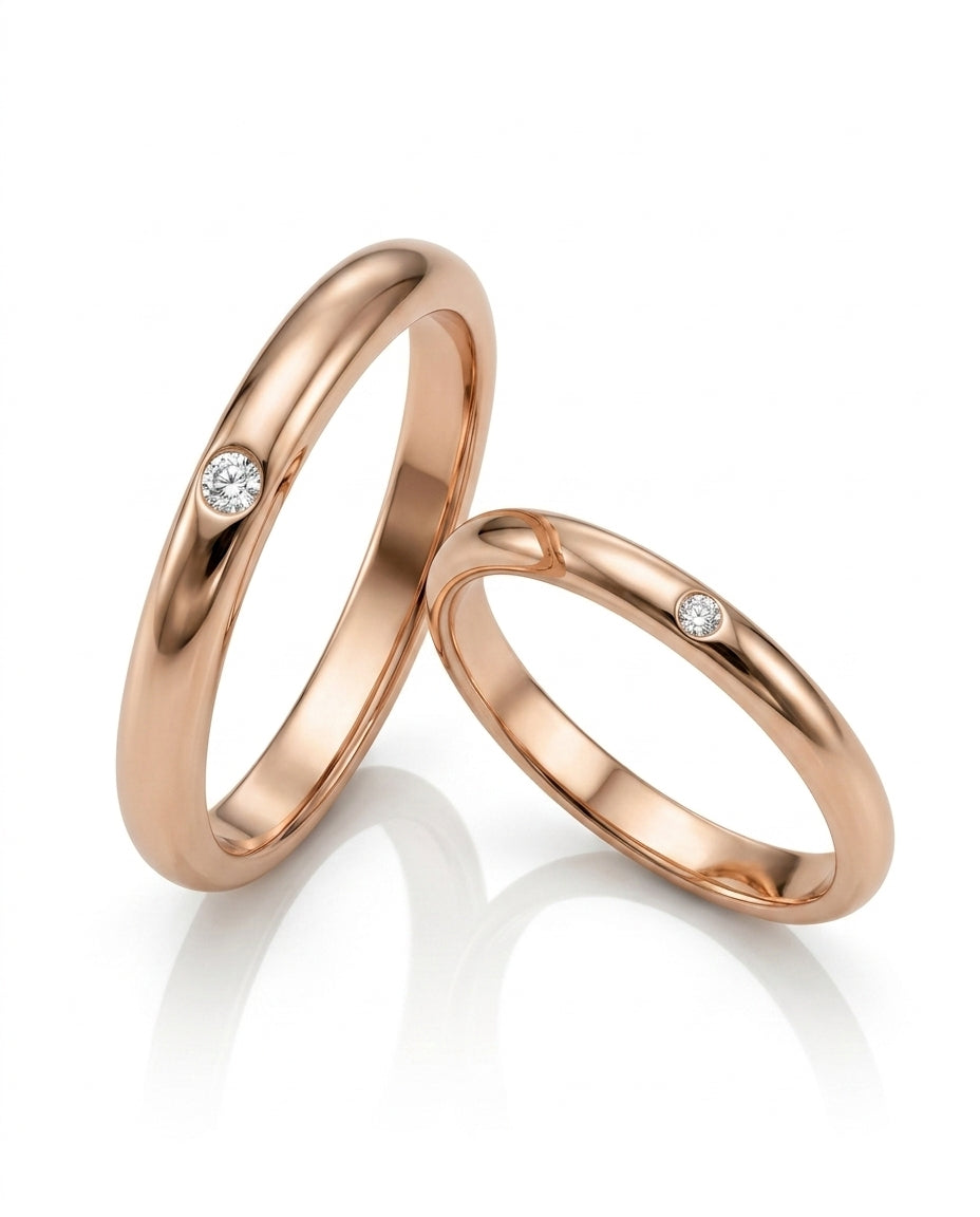 Luxury single diamond wedding ring in 18K Rose Gold | SARATTI