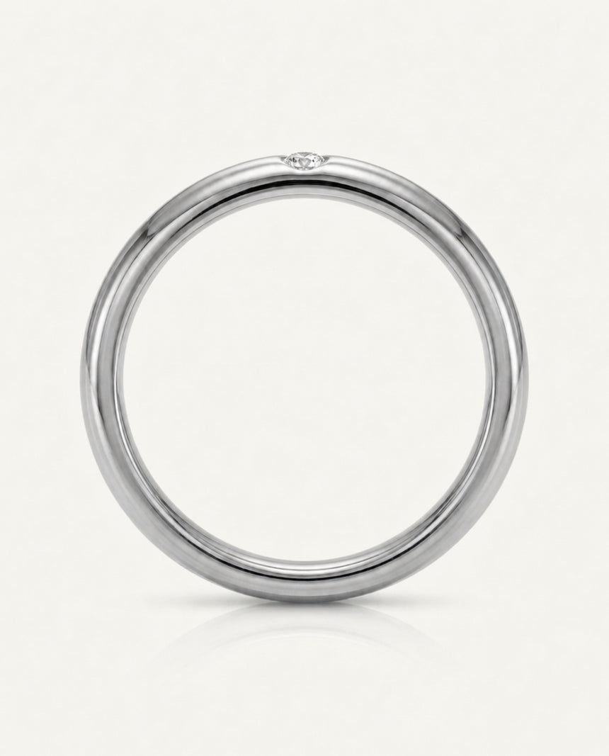 Luxury single diamond wedding ring in 18K White Gold -- SARATTI