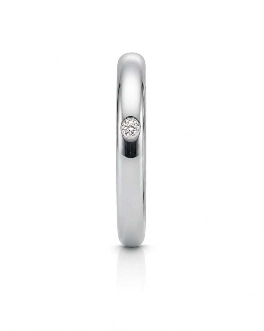 Luxury single diamond wedding ring in 18K White Gold - SARATTI