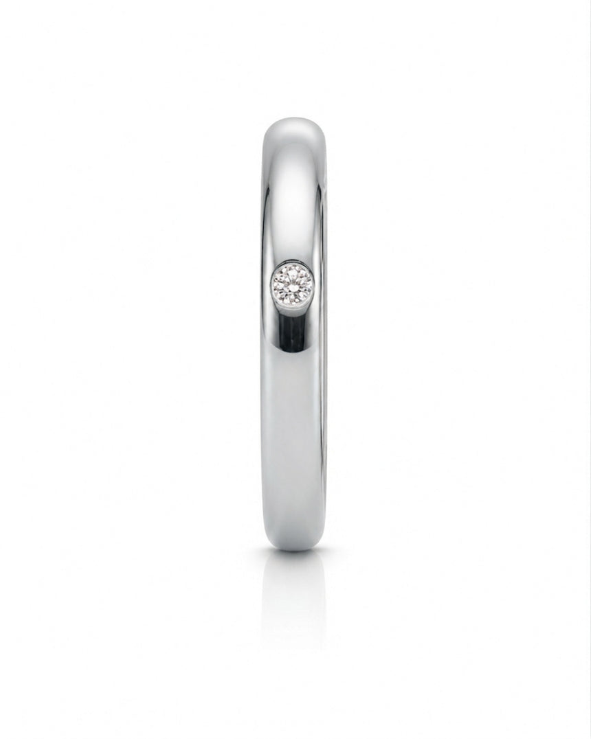 Luxury single diamond wedding ring in 18K White Gold - SARATTI
