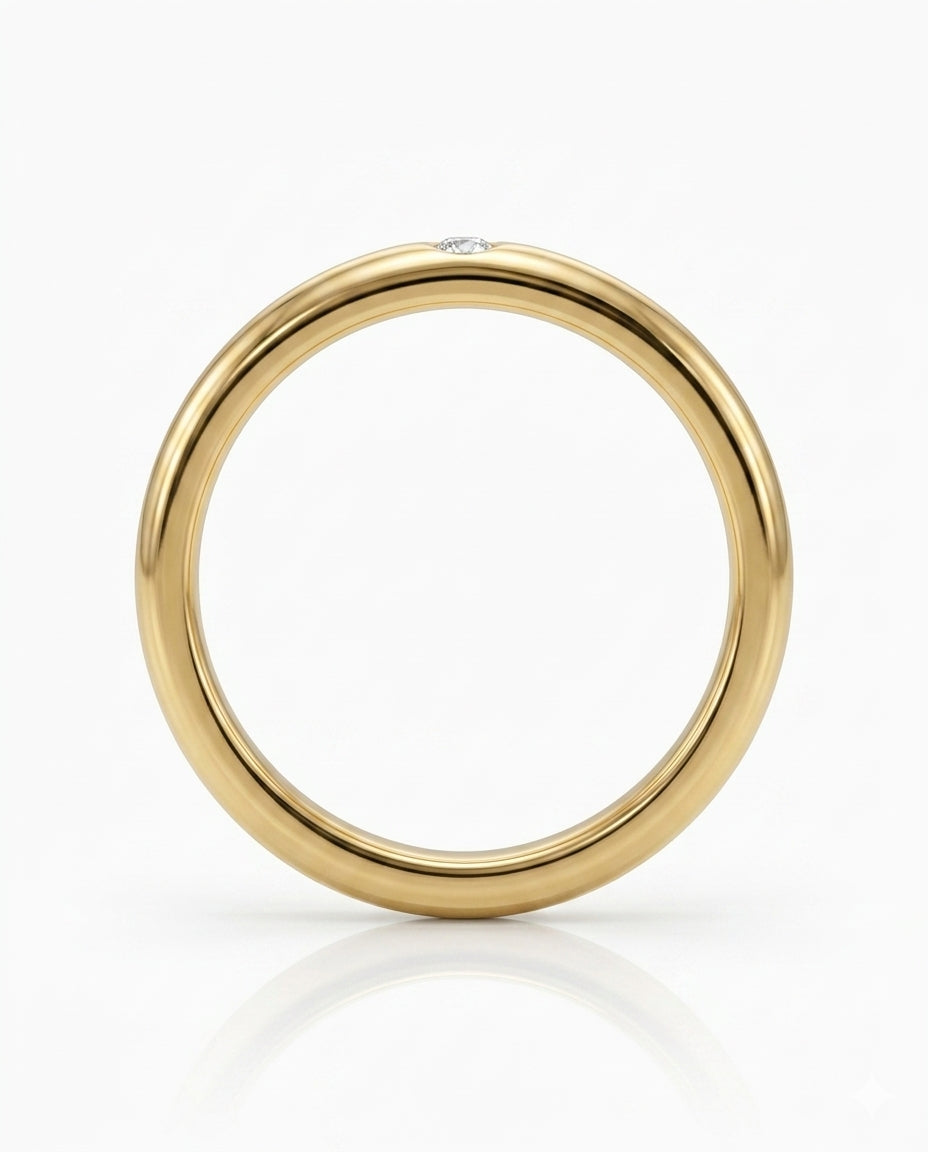 Luxury single diamond wedding ring in 18K Yellow Gold - SARATTI