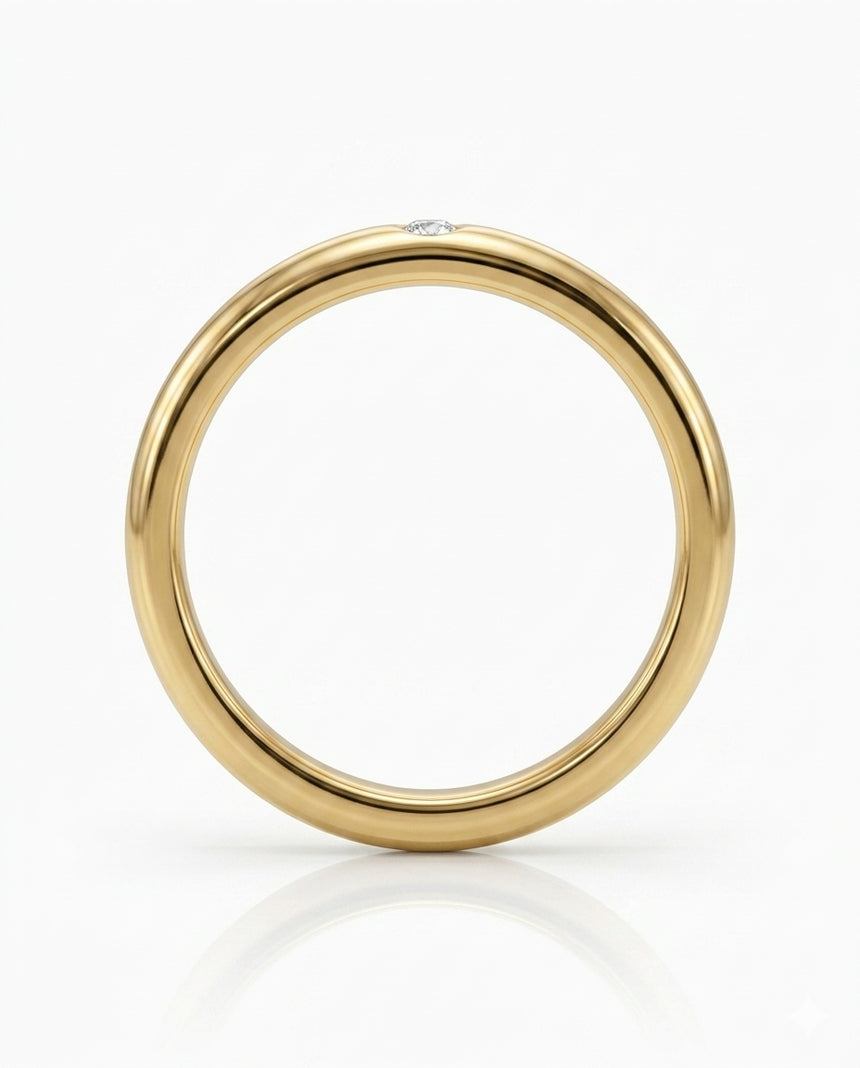 Luxury single diamond wedding ring in 18K Yellow Gold - SARATTI