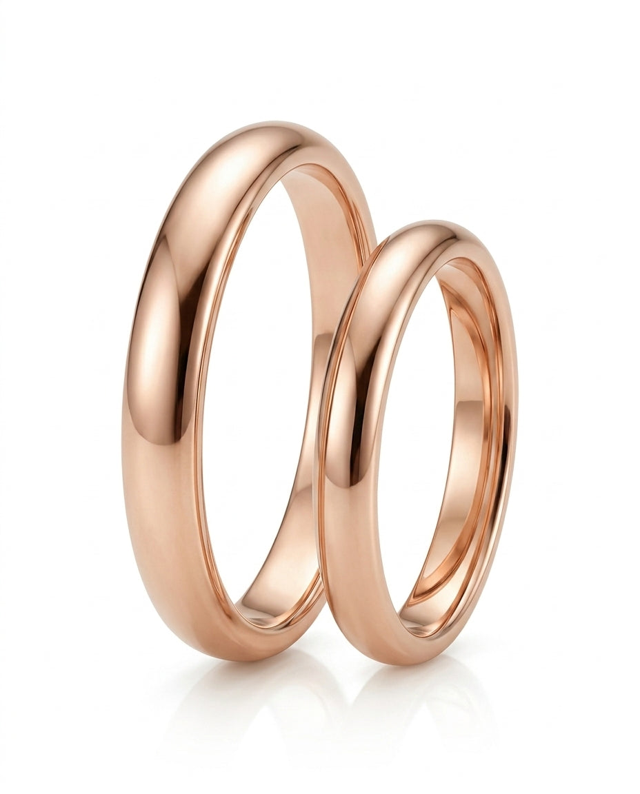 Luxury smooth comfort fit wedding band in 18K Rose Gold | SARATTI