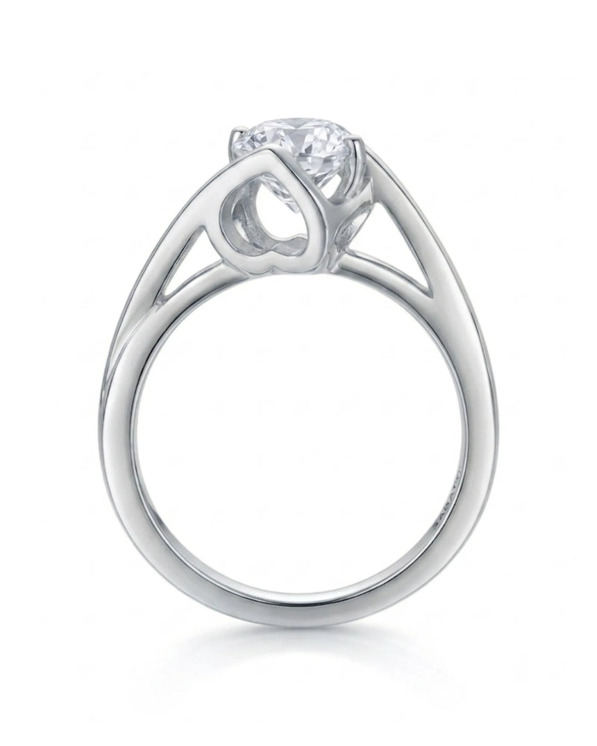 Luxury solitaire moissanite ring with avant-garde curves and enduring platinum craftsmanship - SARATTI