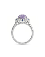 Luxury star sapphire ring with diamonds and blue sapphires in platinum | SARATTI