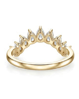 Luxury tiara-inspired half-eternity wedding ring with pear-shaped diamonds and polished 18K yellow gold craftsmanship | SARATTI