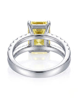 Luxury yellow sapphire statement ring with channel-set diamonds in 18K white gold | SARATTI