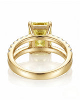 Luxury yellow sapphire statement ring with channel-set diamonds in 18K yellow gold | SARATTI