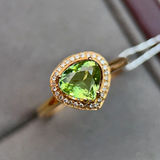 Elegant Green Tourmaline Ring with Halo of Diamonds