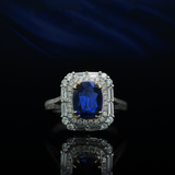Celestial Citadel – Vivid Blue Sapphire & Diamond Halo Convertible Ring