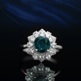 Celestial Bloom – Natural Unheated Sapphire & Diamond Ring
