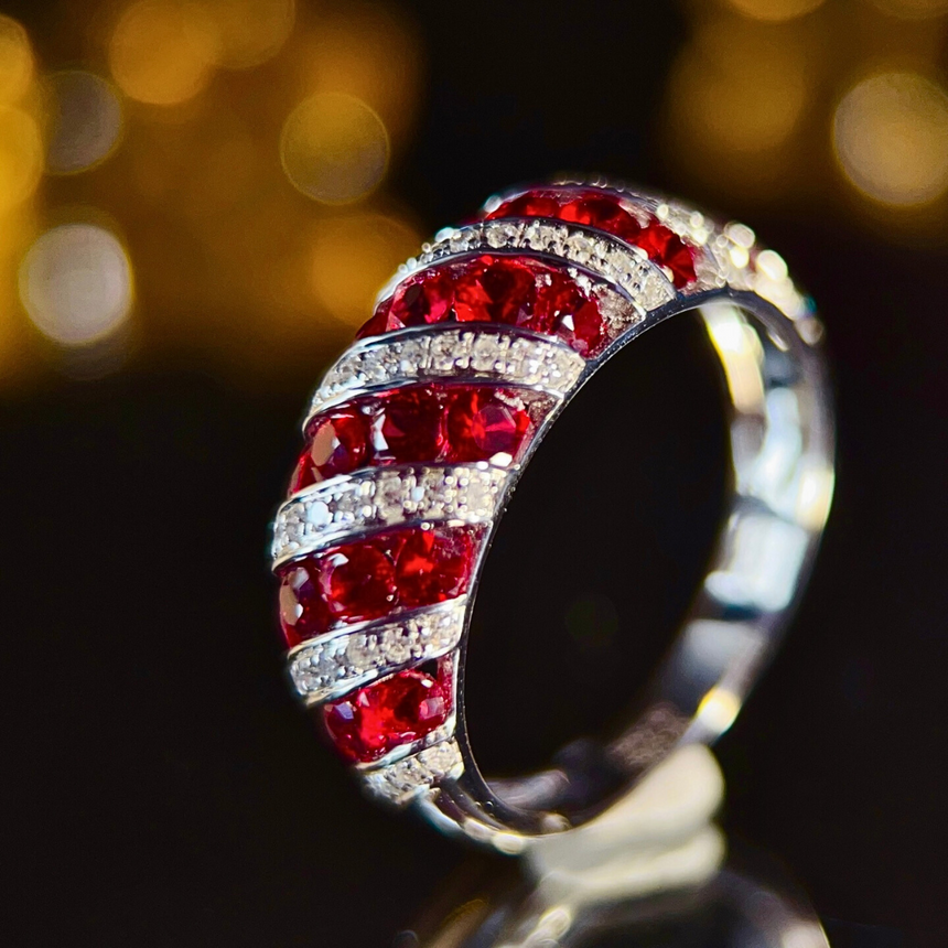 Crimson Strata – Natural Ruby & Diamond Ring