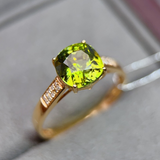Luxury Green Tourmaline Gold Ring with Diamonds