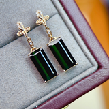 Emerald-Cut Green Tourmaline Earrings in 18K Gold