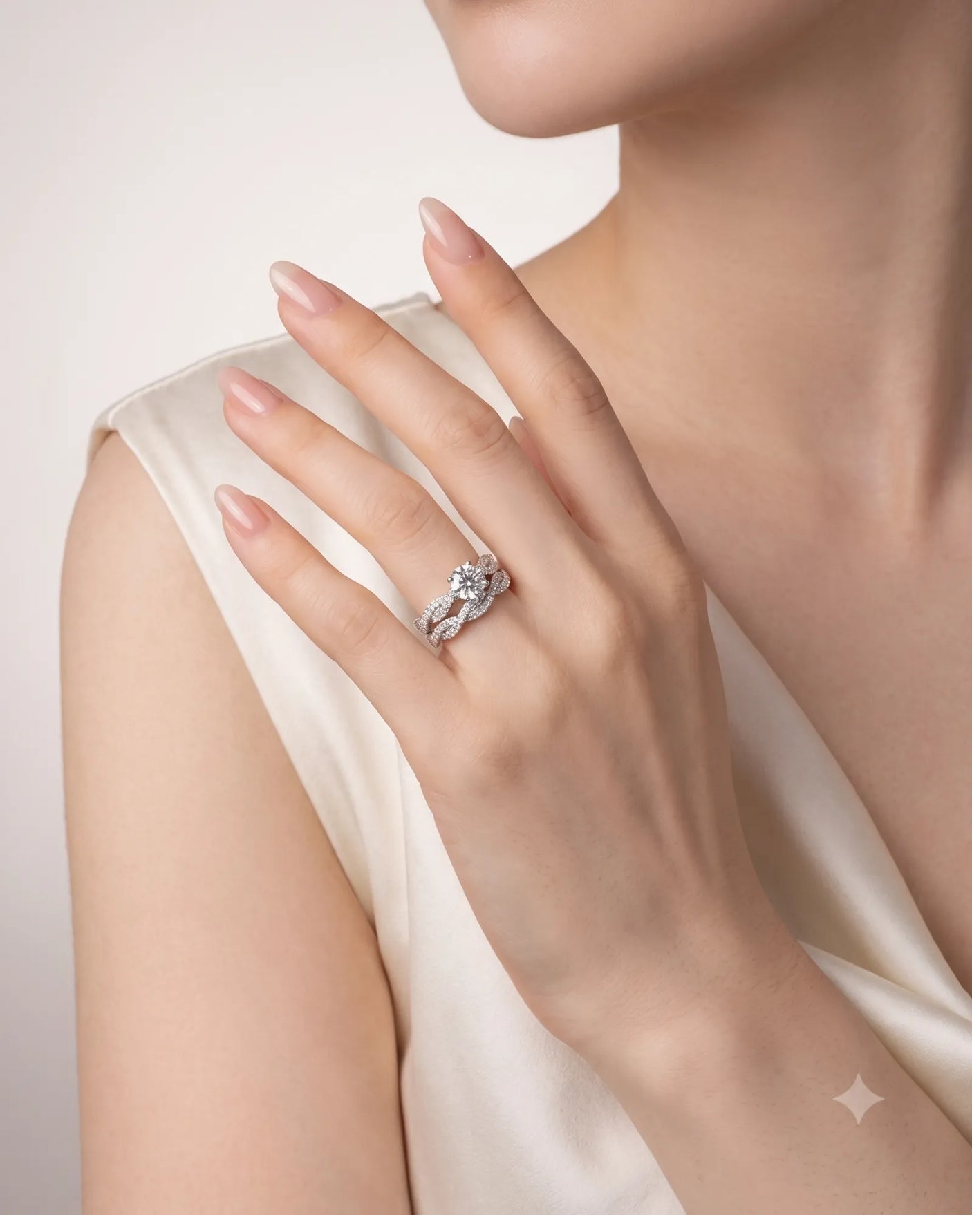 Donna – Natural Round Diamond Twisted-Shank Bridal Set