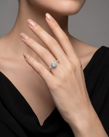 Noemie – Natural Round Diamond Split-Shank Engagement Ring