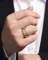 Vellum Aureus Art Nouveau Two Tone Men Ring
