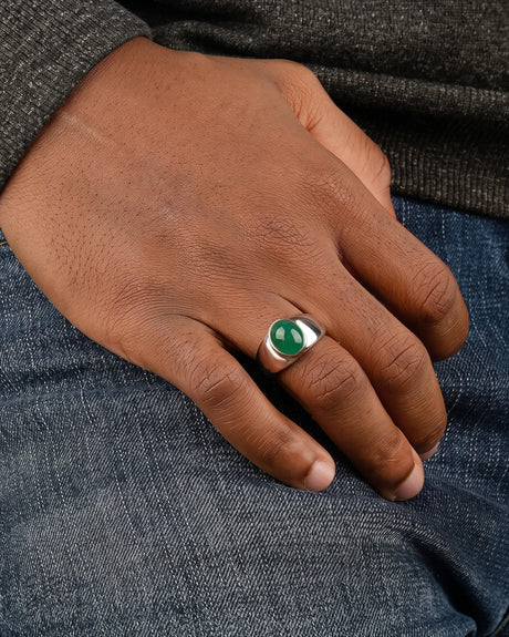 Verdant Axis Emerald Signet Ring