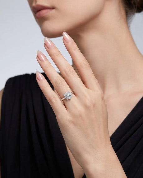 Celine – Natural Round Diamond Halo Engagement Ring