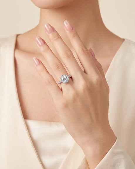 Yulisa – Eternal Flame Natural Round Diamond Halo Engagement Ring