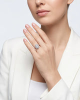 Julia – Natural Oval Diamond Floral Halo Engagement Ring