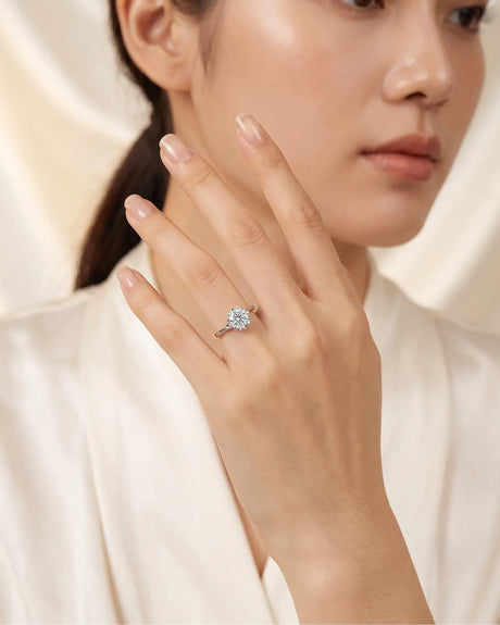 Camille – Natural Round Diamond Snowflake Twisted-Shank Engagement Ring