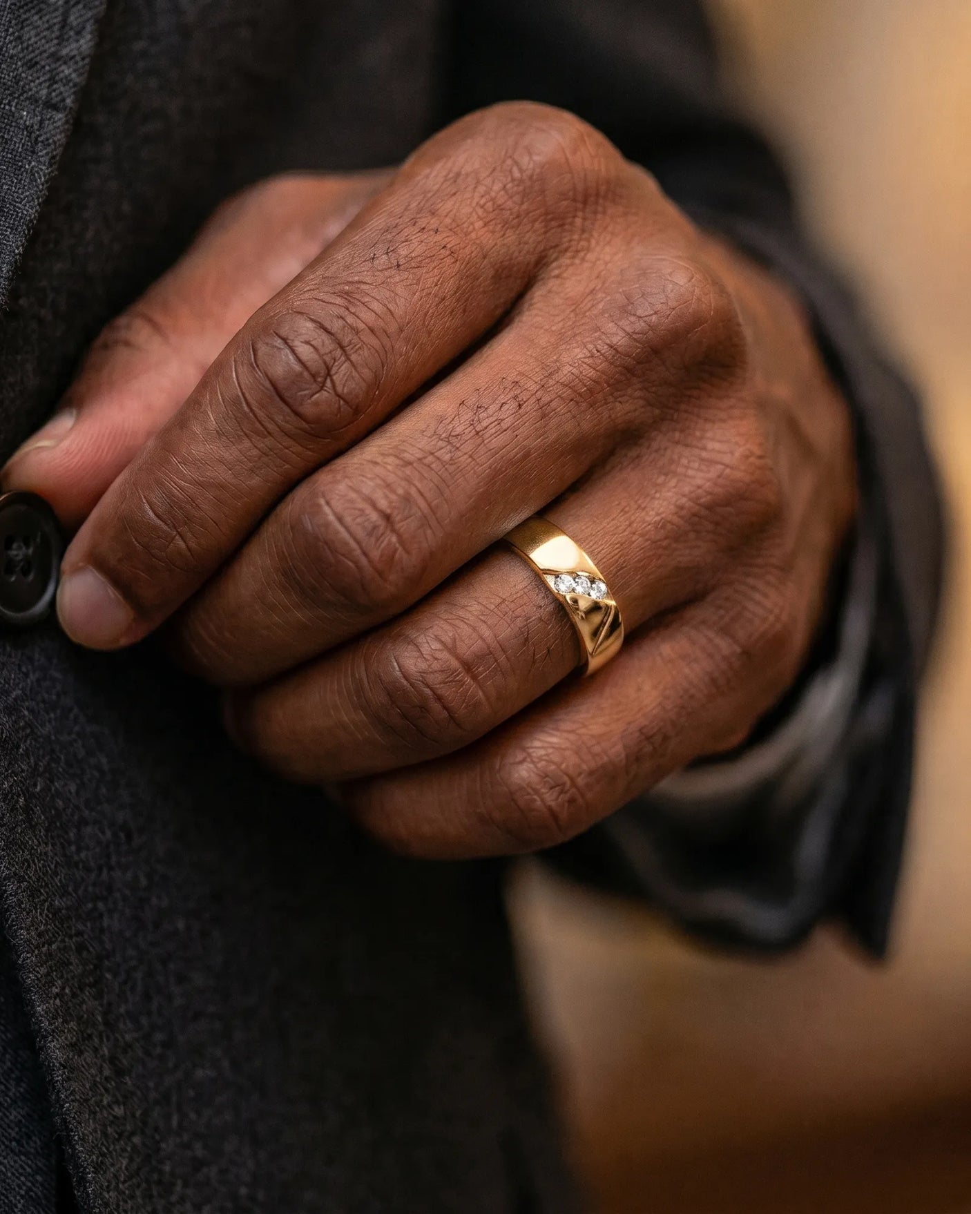 Axis Tri-Diamond Wedding Band