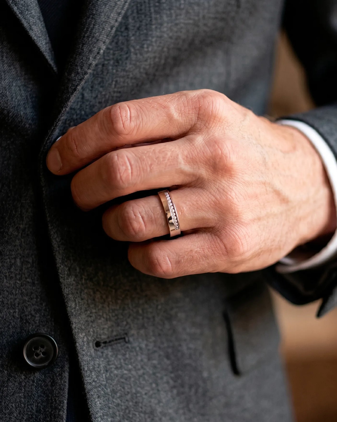 Axis Diamond Line Wedding Band