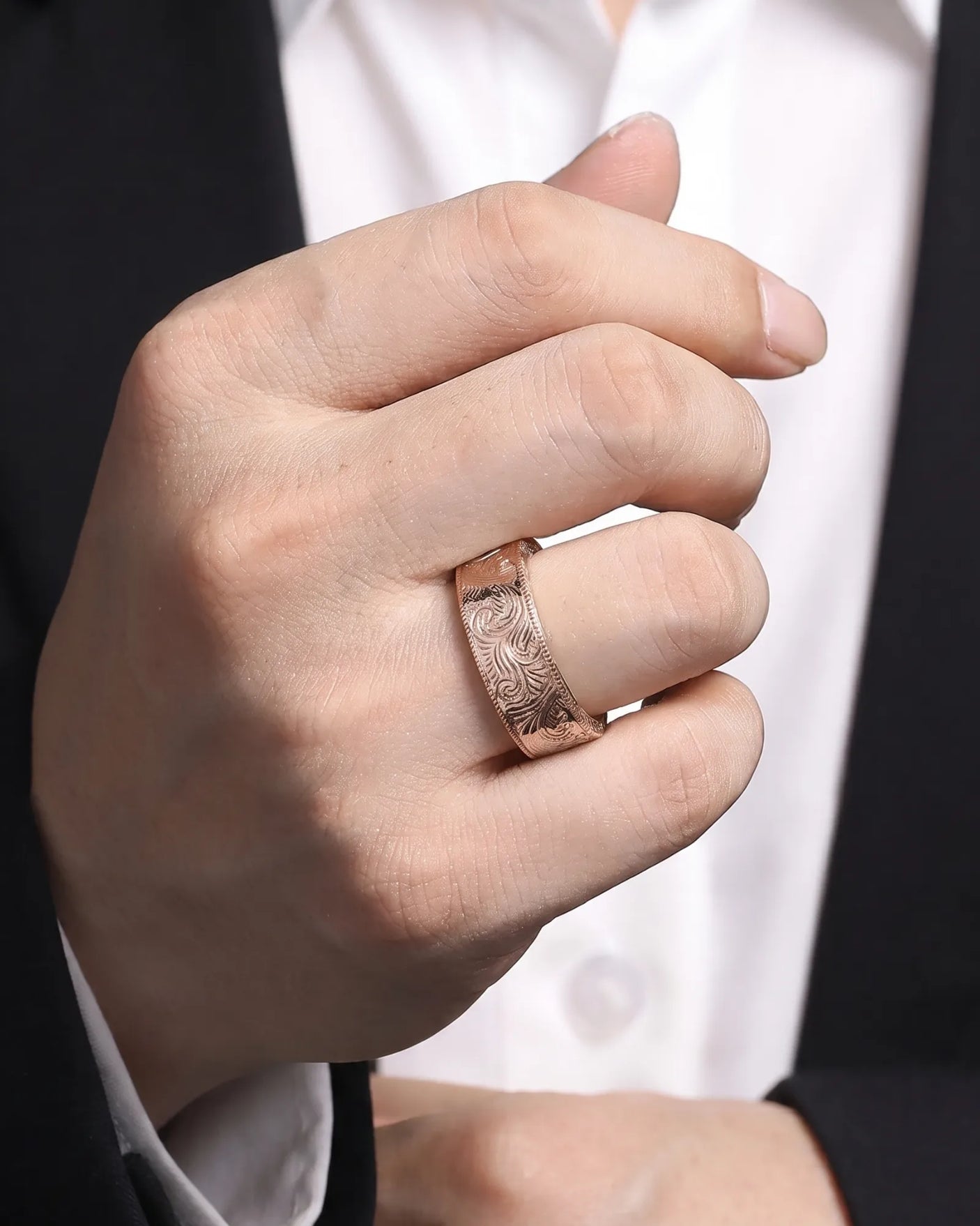 Vellum Aureus Art Nouveau Two Tone Men Ring