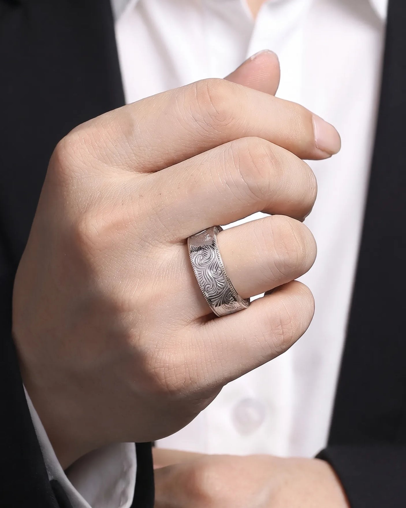 Vellum Aureus Art Nouveau Two Tone Men Ring