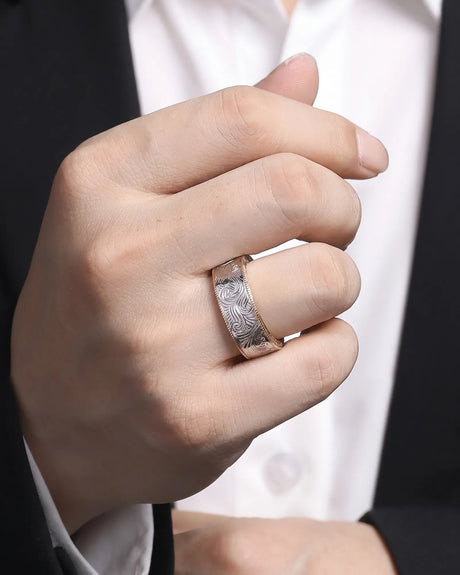 Vellum Aureus Art Nouveau Two Tone Men Ring