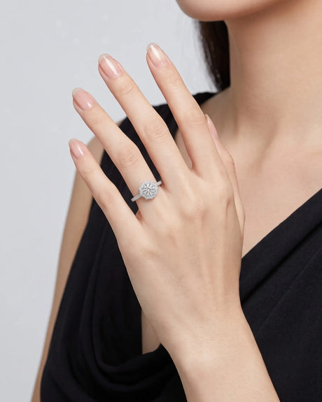 Elise – Natural Round Diamond Square Halo Engagement Ring