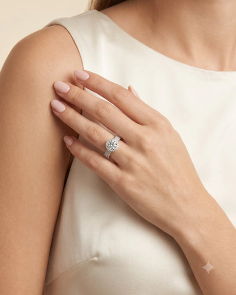 Yumi – Lumina Crown Natural Round Diamond Halo Engagement Ring