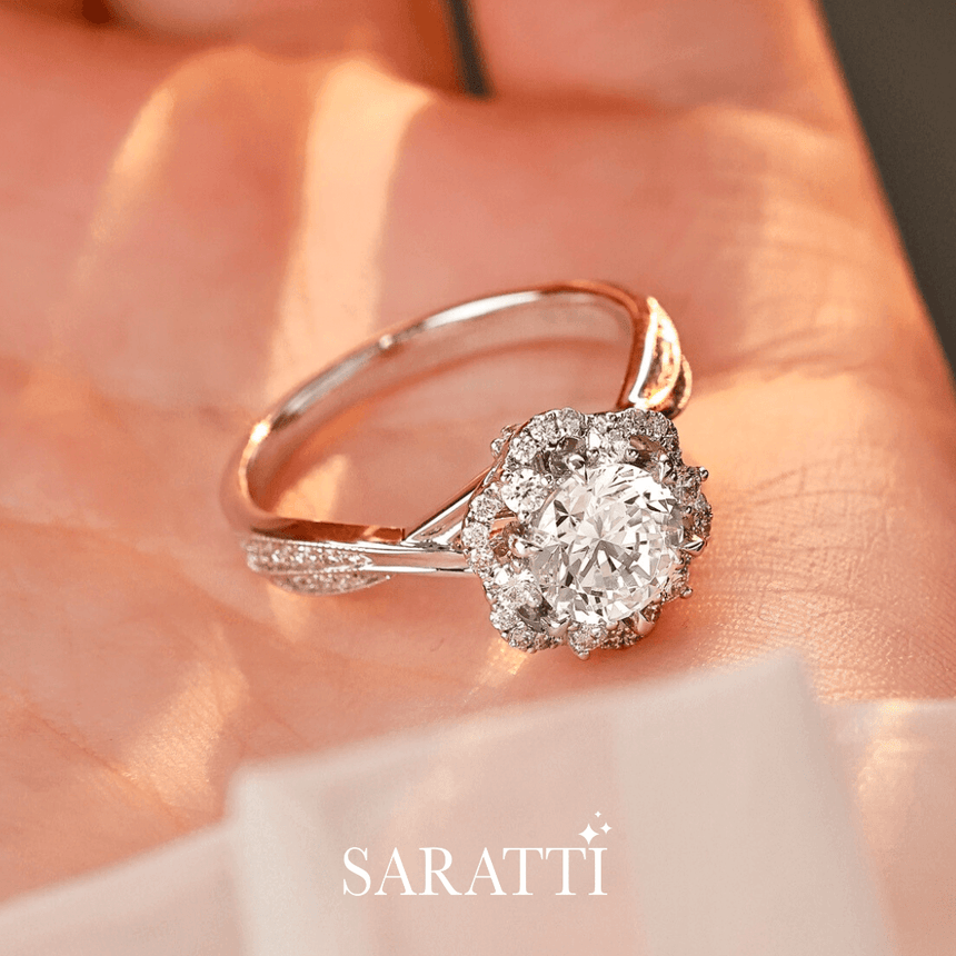 Double Diamond halo natural diamond ring 