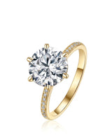 Maria 3 ct round moissanite ring in 18K yellow gold with six-prong setting | SARATTI