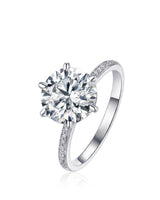 Maria 3 ct round moissanite ring in platinum with six-prong setting | SARATTI